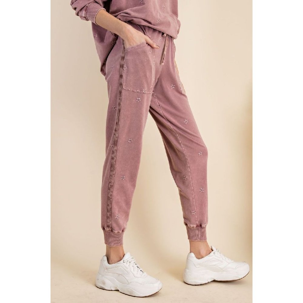 EASEL joggers easel pants Mauve mineral washed soft Jogger Sweatpants size med - Picture 4 of 5